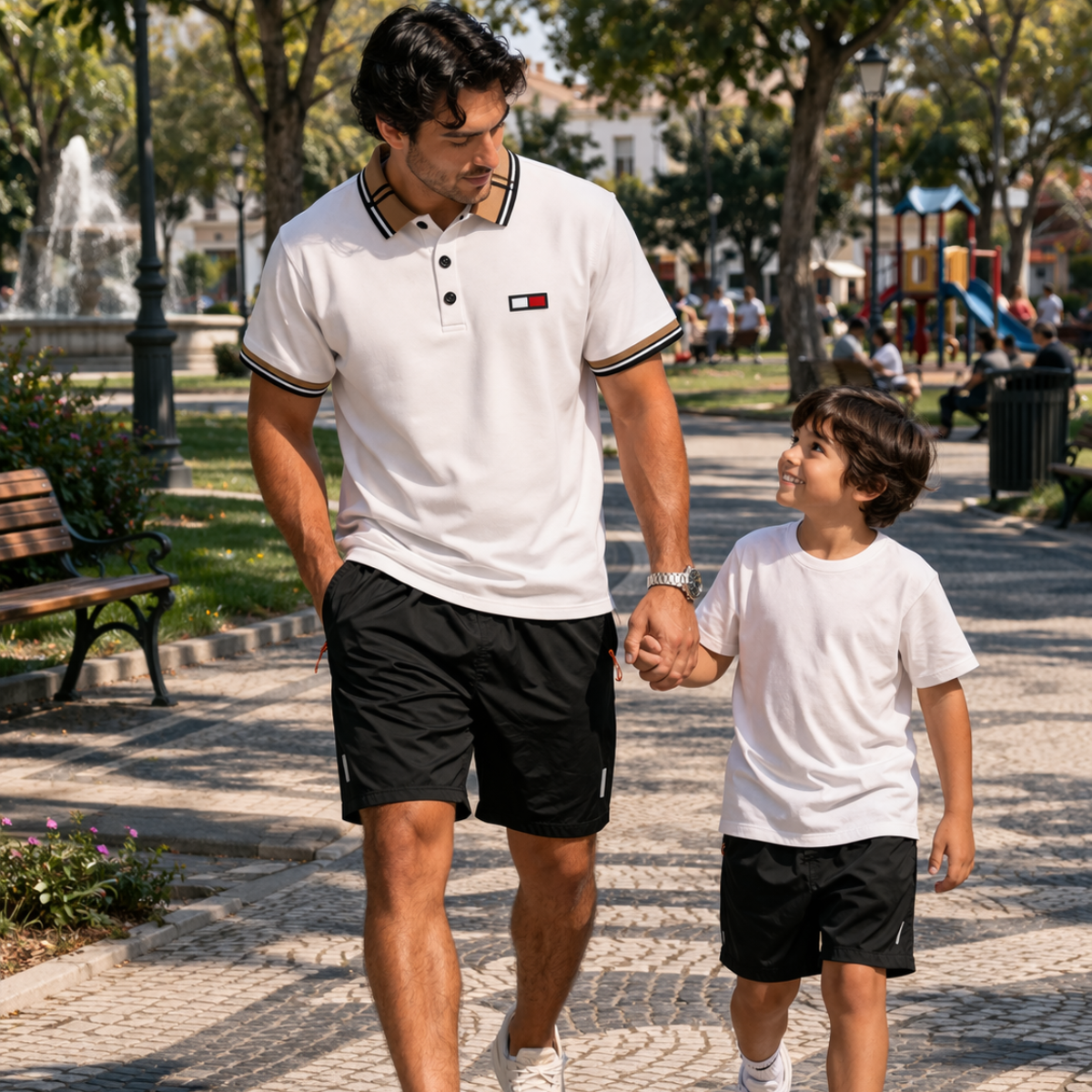 [Llevá 5 y Pagá 3] Camisa Masculina Monaco de Algodón y Poliéster + 3 Shorts Gratis