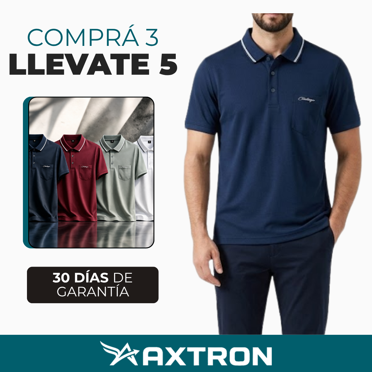 [Llevá 5 y Pagá 3] Camisa Masculina Gold de Algodón y Poliéster (¡Estilo Imponente!)