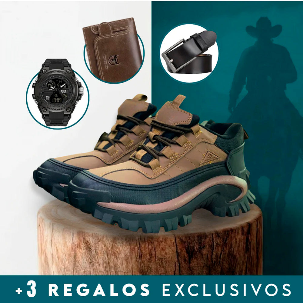 Bota Masculina Fusion Ortopédica de Seguridad Impermeable con Suela Antideslizante + 3 Regalos: Reloj, Cinturón y Billetera
